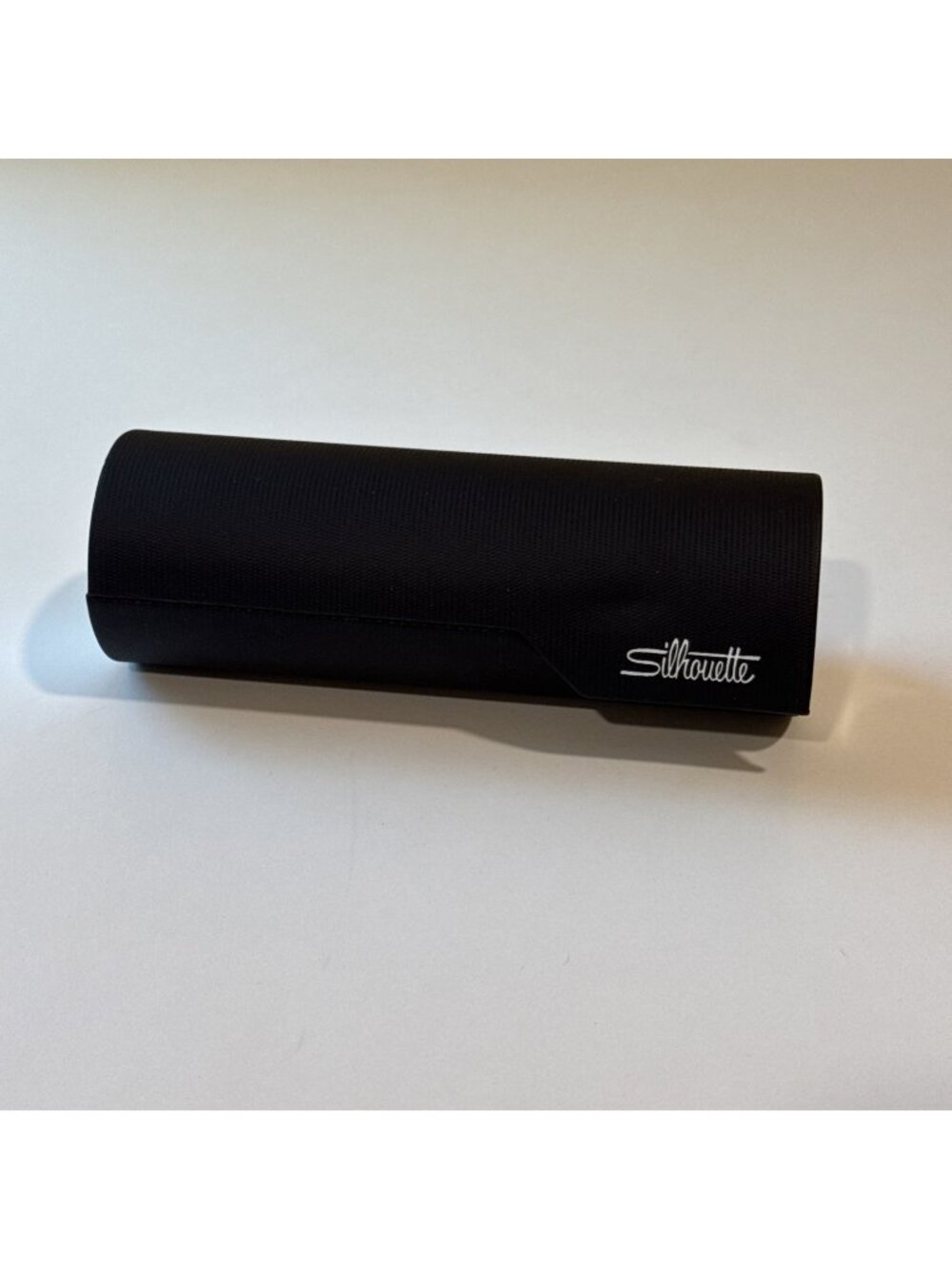 Silhouette Hard Eyeglass Case Black Silver End Caps for Glasses Unisex